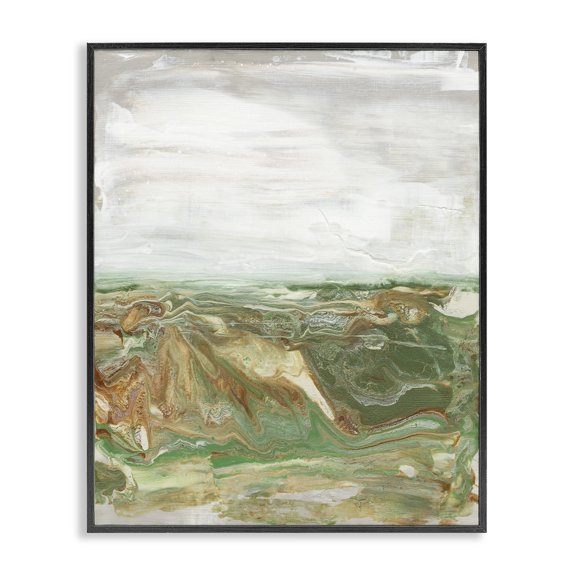 Stupell Industries Modern Abstract Paint Fluid Brown Green Black Framed Giclee Art, 11 x 14, by Lila Bramma
