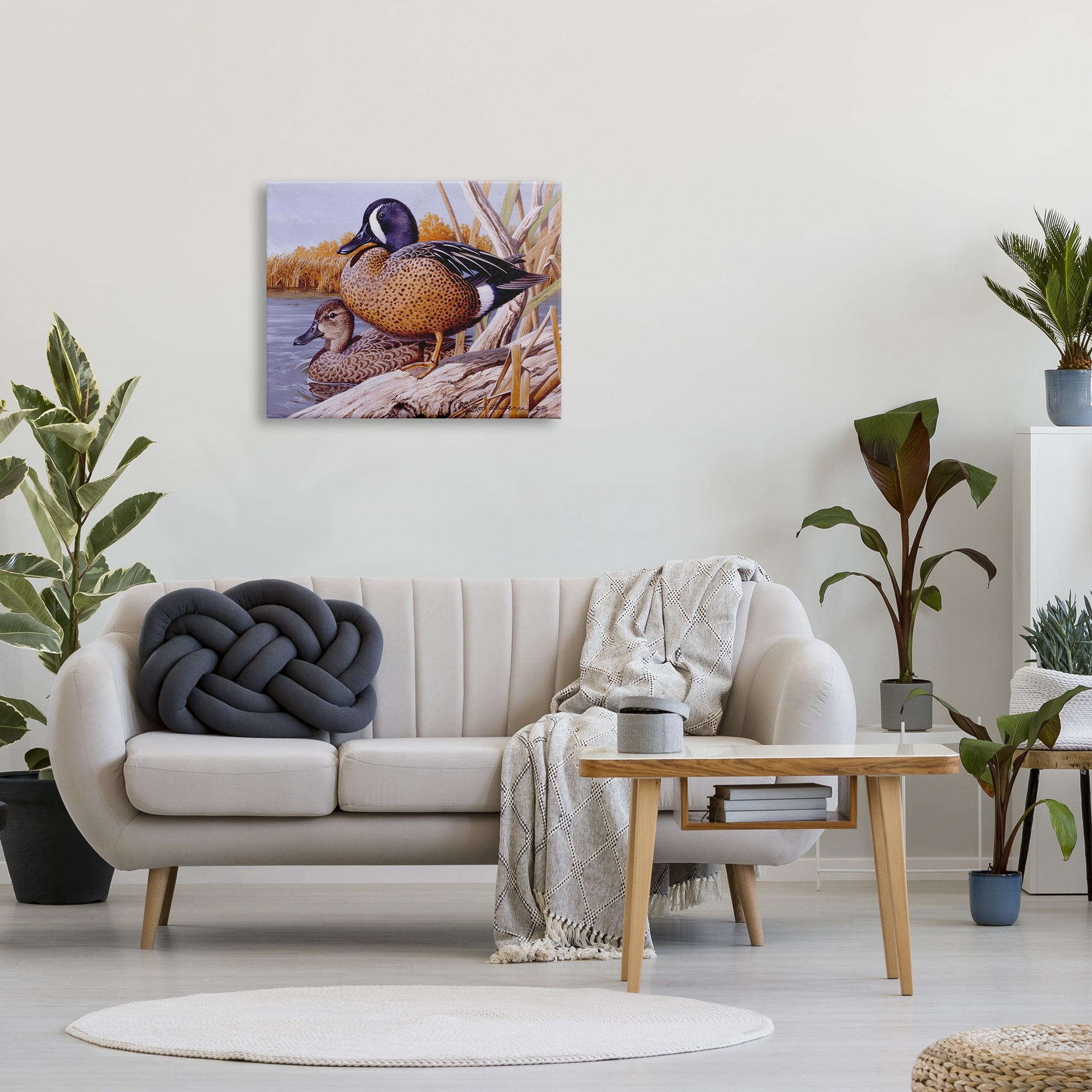 Stupell Industries Ducks at Pond's Edge Animals & Insects Painting Gallery Wrapped Canvas Art Print Wall Art, 30 x 24