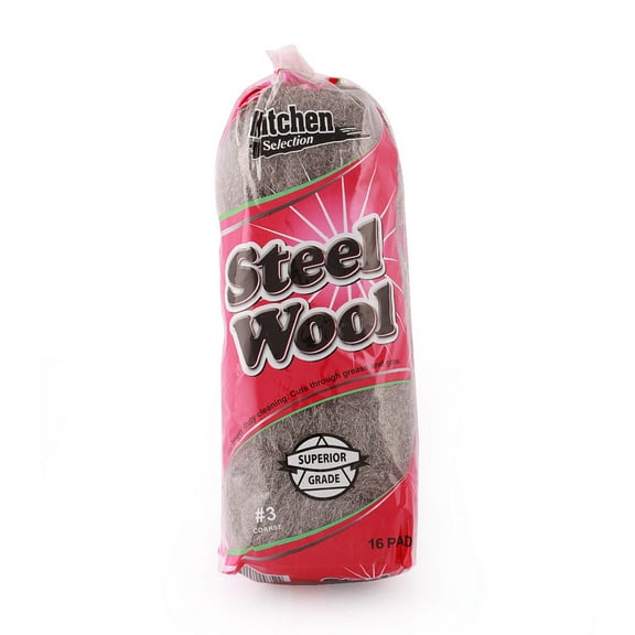EcoQuality Steel Wool #3 Medium Coarse Sponges Heavy Duty Scrub Sponge, Kitchen, Iron Skillets and Outdoor Grills (1)