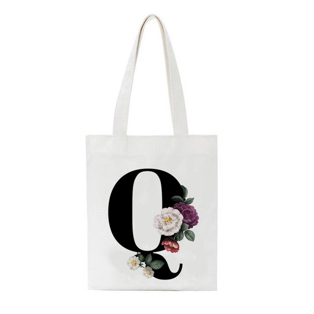 Bolsa de asas con inicial personalizada Regalo de acuarela floral para su carta Bolsa de tela Wmkox8yii HFSH69
