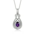 thumbnail image 3 of RYLOS Matching Jewelry Love Knot Set: Sterling Silver Tennis Bracelet, Ring & Necklace Gemstone w/ Diamonds Adjustable 7"-8" Wrist & 18" Chain Amethyst February Birthstone; Size 7, 3 of 10