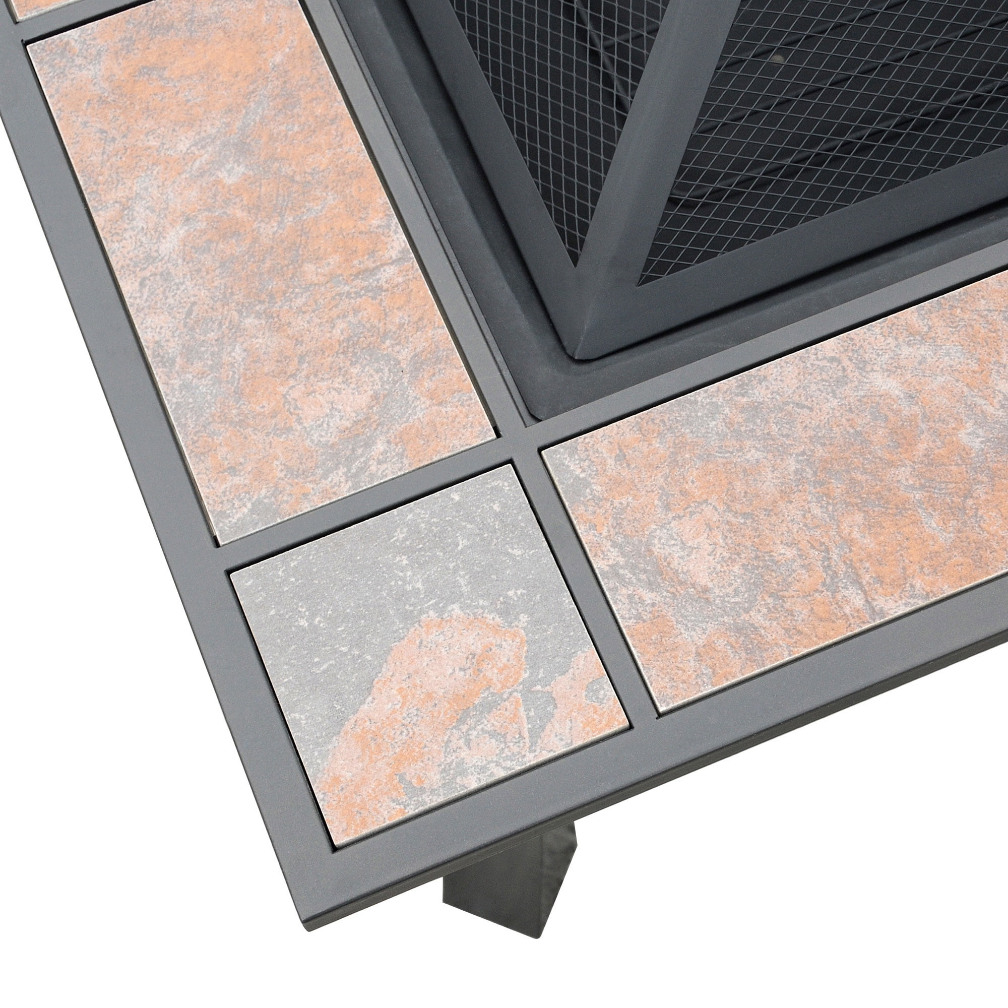 Axxonn 32", 2-in-1 Malaga Convertible Square Tile Top Fire Pit, Coffee Table wood burning Fire Bowl