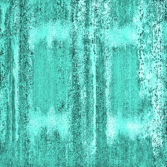 Ahgly Company Indoor Square Oriental Turquoise Blue Industrial Area Rugs, 3' Square