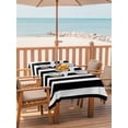 thumbnail image 2 of Outdoor Table Cloth with Umbrella Hole and Zipper, Black Striped Waterproof Rectangle Tablecloth 60"x84", Modern Farmhouse Black White Stripes Washable Table Cover for Outside Party Patio Picnic, 2 of 8