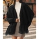 thumbnail image 4 of Suéteres Tipo Cárdigan Gruesos con Frente Abierto para Mujer, Suéter Elegante de Punto Cable con Larga y Encaje, Prendas de Abrigo Negro S, 4 of 10