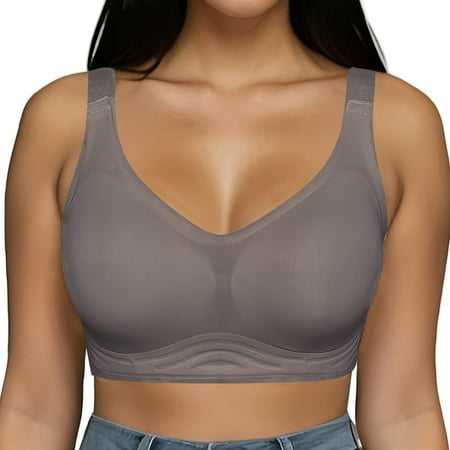 Mrasaso Weekly Deals! Built in Bra Tank Tops for Women Women Nylon Bra Women s Lightweight Soft Push-Up BraSolid Color Underwire-Free Design for Comfort(1pc Bra) Brown|L