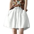 thumbnail image 2 of Holzkary Wide Leg Linen Shorts for Women Elastic High Waisted Pleated Casual Loose Bermuda Shorts Comfy Shorts Women's Linen Shorts Summer Casual Lounge Short with Pockets White 4XL, 2 of 4