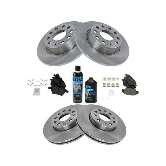 Front and Rear Brake Pad and Rotor Kit - Compatible with 2010 - 2014 Volkswagen Golf TDI 2.0L 4-Cylinder 2011 2012 2013