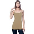 thumbnail image 2 of Essential Basic Women Value Pack Long Camisole Cami - Black, Black, Khaki, Khaki, 2X, 2 of 3