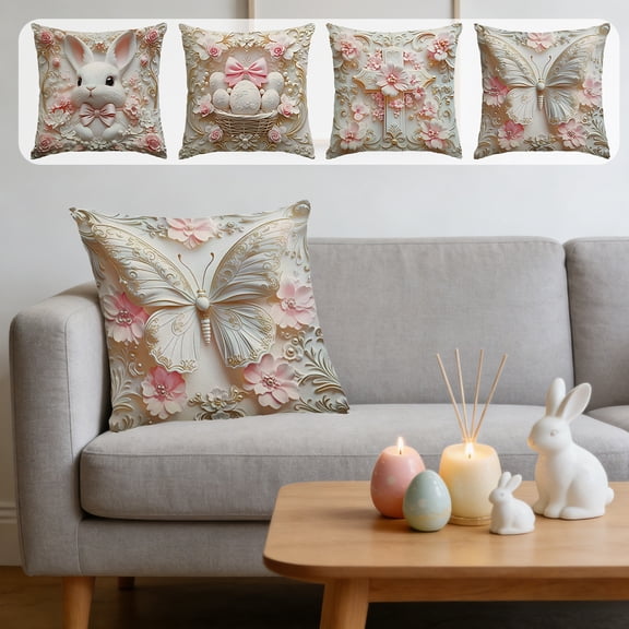AZXY Easter Decorative Throw Pillow Covers 18x18, Soft Polyester Fabric Square Pillow Case, Farmhouse Outdoor Cushion Cover for Couch Sofa Bed Car Spring Easter Home Decor