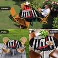 thumbnail image 3 of Vintage U.S. Flag Round Fitted Tablecloth with Elastic Edge Star White Striped Black Background Table Cover Fit for 36"-44" Tables Waterproof Tablecloths for Dinner Camping Picnic, 3 of 9