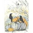 thumbnail image 2 of Mingo, Jessica 25x32 White Modern Wood Framed Museum Art Print Titled - Crows in the Pumpkin Patch, 2 of 4