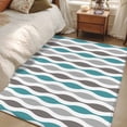 thumbnail image 4 of Cyan Turquoise Grey Area Rugs 4x6 ft Medieval Print Waves Geometric Washable Rug Non Slip Indoor Carpet Absorbent Floor Mat for Living Room Bedroom Dining Room, 4 of 9