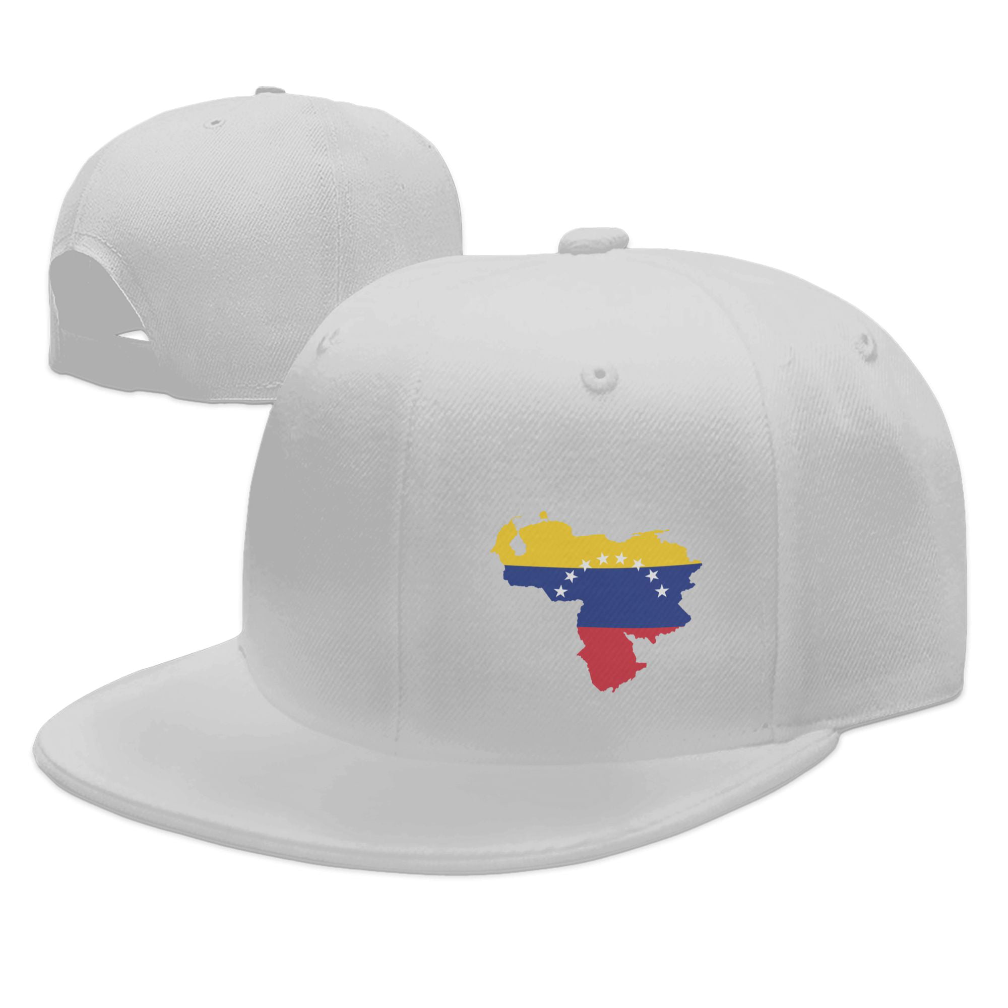 TEQUAN Flat Brim Hat Snapback Hats, Venezuela Map Flag Pattern Adjustable  Men Baseball Cap (Blue)