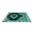 thumbnail image 2 of Ahgly Company Machine Washable Indoor Square Abstract Turquoise Blue Modern Area Rugs, 5' Square, 2 of 4