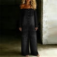 thumbnail image 7 of AHTJRT Denim Romper for Women Off Shoulder Long Sleeve Button Down Jumpsuits Loose Wide Leg Jeans Overalls with Pockets Black XL, 7 of 7