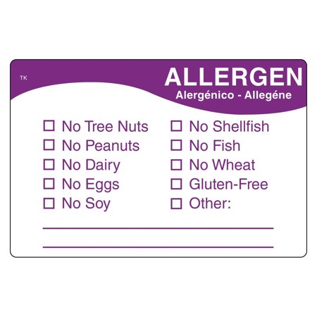 Staff Labels DayMark I132104 ToughMark Trilingual Synthetic Repositionable Allergen Label, 2