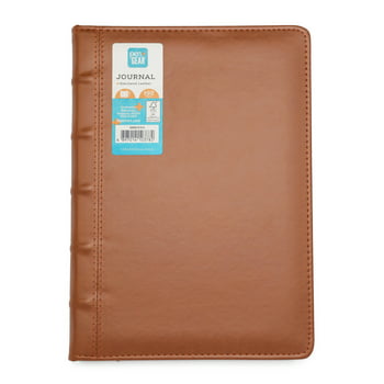 Pen + Gear Leatherette Cover Journal, 192 Line Paper Pages, Brown Color, Ribbon Marker