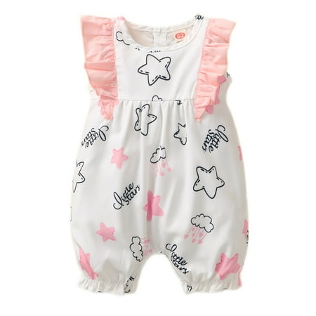 

Infant Baby Girl Clothes Toddler Baby Girls One Piece Romper Bodysuit Sleeveless Round Neckline Romper Jumpsuit White 12-18 Months