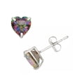 thumbnail image 2 of 10k White Gold Plated 3 Carat Heart Created Mystic Topaz Stud Earrings, 2 of 4