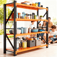 thumbnail image 6 of Welfiya 4-Tier Garage Storage Shelves,79"H Heavy Duty Garage Shelving Unit,Adjustable Industrial Metal Shelf System,4500lbs Capacity,Tool Organizer for Garage,Workshop,60"W x 20"D x 79"H,Black&Orange, 6 of 11