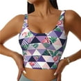 thumbnail image 2 of Uemuo Plaid Flamingo Pattern Women's Sports Bra - High Impact Support, Breathable, and Comfortable Athletic Bra for Running, Yoga, and Workouts, 2 of 9