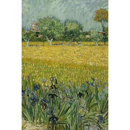 Art Journal : View of Arles with Irises - Vincent Van Gogh Art Cover College Ruled Notebook 110 Pages