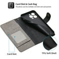 thumbnail image 5 of SaniMore for iPhone 13 Pro Max 6.7" 2021 Wallet Case, [Removeable Wrist Strap][Zipper Cash Pocket + Card Slots] Flip Kickstand Full Protective Magnetic Closure Retro Cover for iPhone 13 Pro Max, Black, 5 of 8