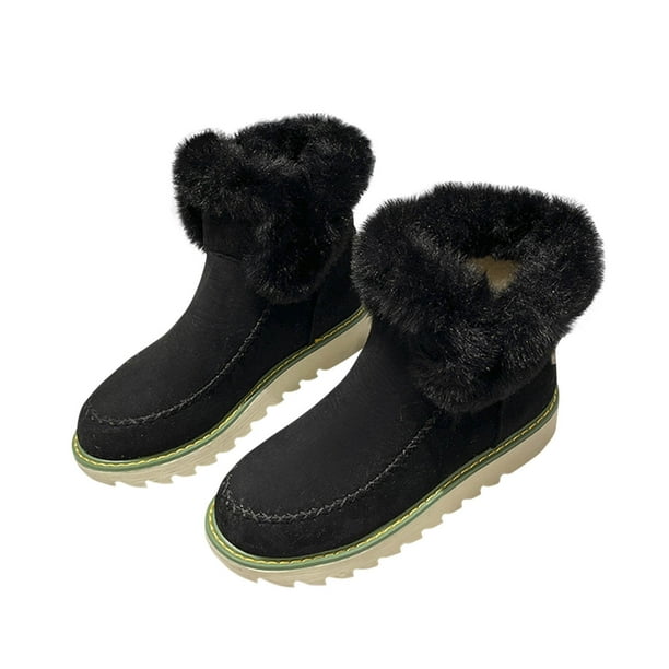 Zapatos de mujer moda femenina, con pelo redondeado, con punta de terciopelo, zapatos cortos acolchados, botas de nieve, zapatos para correr, botas vaqueras.