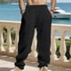 thumbnail image 1 of Pantalones largos para hombre, de ocio, con bolsillo, cordón, tubo recto, sueltos, fáciles de doblar, de moda, de poliéster, 1 of 9