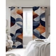 thumbnail image 2 of Blackout Curtains for Bedroom, Navy Blue Burnt Orange Room Darkening Window Drapes for Living Room, Retro Geometric Abstract Thermal Insulated Grommet Curtains, 52x90 inch, 2 Panels, 2 of 9