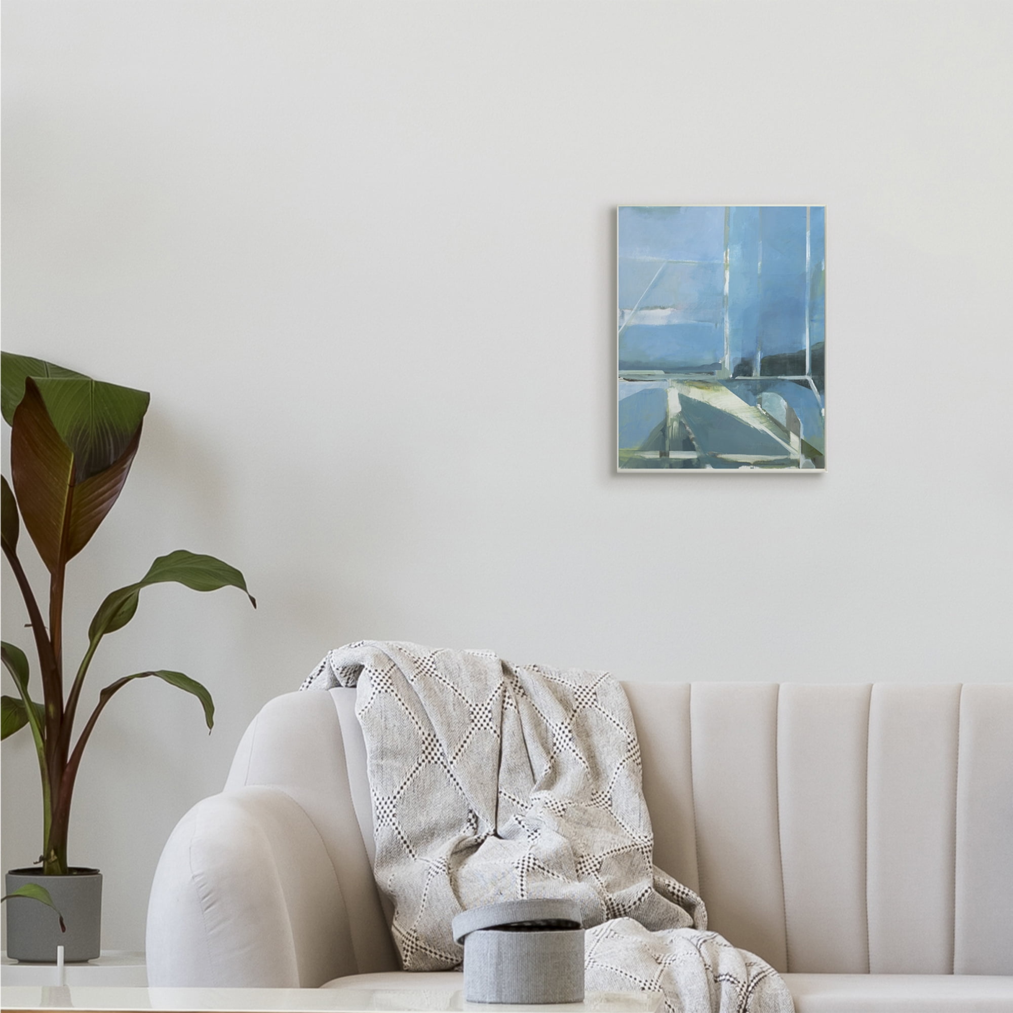 Abstract Coastal View From Window Blue Sky 10 in x 15 in Framed Painting Art Print, by Stupell Home Décor