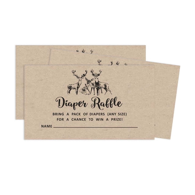 Inkdotpot 30Deer Jungle Animals Baby ShowerRustic Diaper Raffle Ticket Lottery Insert Cards Supplies Games For Baby Shower Party Bring A Pack Of Diapers To Win Favors Gifts And Prizes