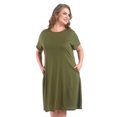 thumbnail image 3 of FEREMO 100% Cotton Nightgowns for Plus Size Women Oversized Night Shirts Short Sleeve House Dress Sleepwear with Pockets, 3 of 7