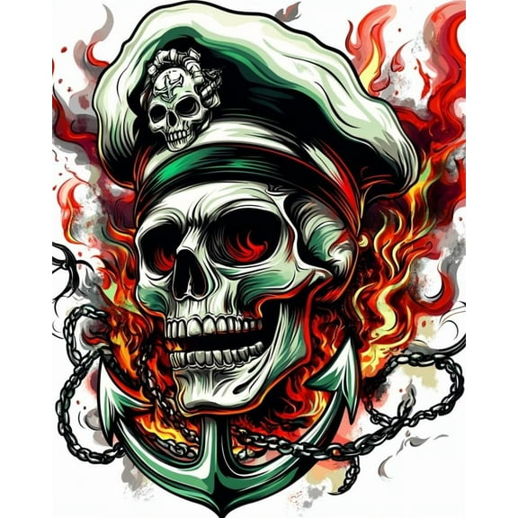 Paint by Numbers for Adults Kids Beginner Flaming Sailor Skull DIY Acrylic Painting by Numbers Kits with Brushes Acrylic Pigment Home Decoration Gifts 16 x 20 inch
