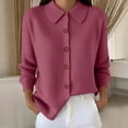 thumbnail image 5 of Luvrsol Cardigan for Women Plus Size Lapel Collar Button Down Knit Jacket Long Sleeve Solid Casual Sweater S-3XL, 5 of 5