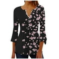 thumbnail image 1 of IROINID Reduced Plus Size Shirts for Women Crew Neck Long Sleeve Daily Trumpet Solid Buttoned Basic Ruched Corset Tunic Tops Pleated T-shirts Blouses,Pink, 1 of 5