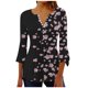 thumbnail image 2 of ICHUANYI Clearance Women's Casual Trumpet 3/4 Sleeve Buttoned Basic Ruched Corset Tunic Tops Pleated T-shirts Blouses(Pink, S) ICHUANYI WER2023081004469, 2 of 5