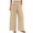 Beige, variant on Besolor Cotton Linen Pants for Women Casual Elastic Waist Wide Leg Flowy Beach Vacation Loungewear Trouser with Pockets