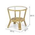 thumbnail image 5 of Leo Rattan Wicker Round Accent Coffee Table with Glass, Natural, 5 of 7