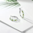 thumbnail image 5 of Gem Stone King 925 Sterling Silver White Opal and Green Peridot Hoop Earrings for Women (2.72 Cttw, Gemstone October Birthstone, Round Cabochon 4MM and 3MM), 5 of 5