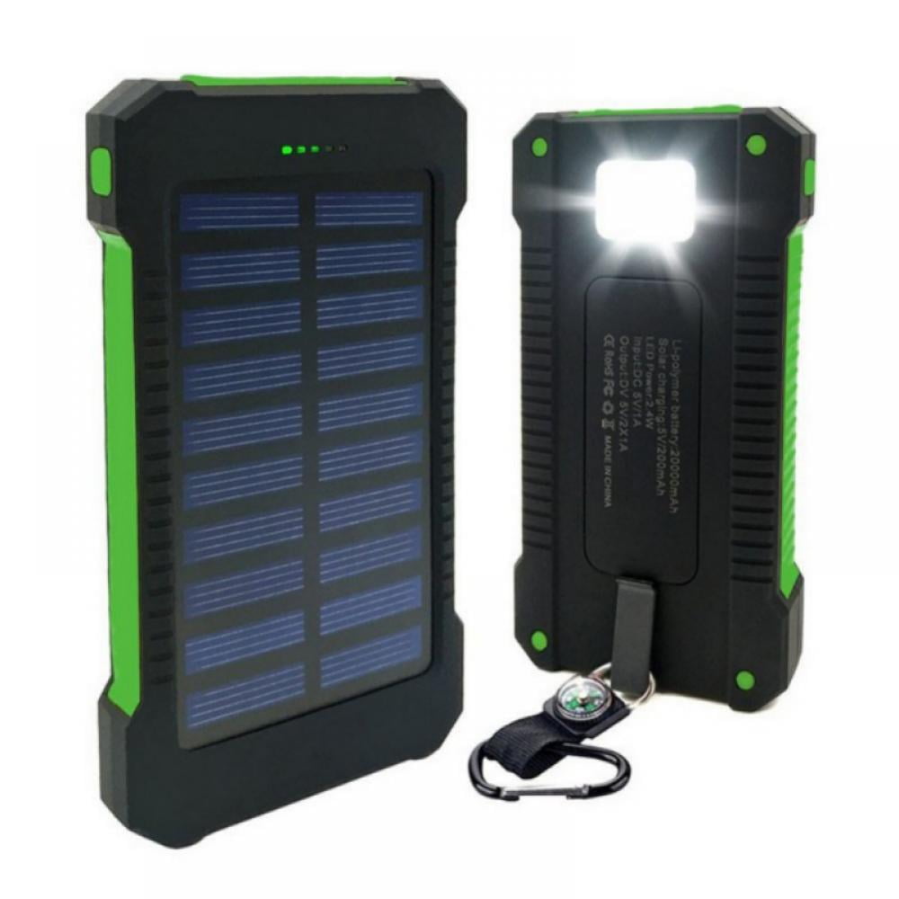 20000mAh Solar Power Bank Portable Charger for Camping External Battery Backup Charger with Dual 2 USB Port/LED Flashlights for All Smartphone Solar Charger Tablet and Android Cellphone 