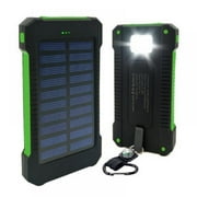 50000mAh Solar Power Bank Dual USB Portable Battery Charger with LED Light for Phone, Pad, Android Green