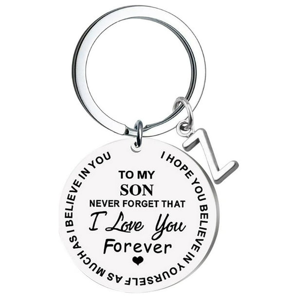 Llaveros para mujer, llavero de billetera, llavero de auto, llavero DIY para mi hijo, llavero de acero inoxidable con apellido de 26 letras, 2,5 cm, decoraciones de moda