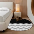 thumbnail image 2 of Round Rugs 4Ft, Black Grey Round Area Rug Washable Indoor Throw Carpet, Geometric Chevron Print Wavy Striped White Soft Non Slip Circle Rug for Kitchen Nursery Room Home Decor Aesthetic, 2 of 8
