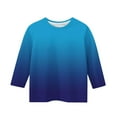 thumbnail image 5 of BLTIBY Children Girls Boys Casual 3/4 Sleeve Sweatshirt Spring Fall Gradient Printed Kids Round Neck Loose Soft Tunic Fashion Pullover Top Blouse 2025 Blue 11-12 Years, 5 of 5