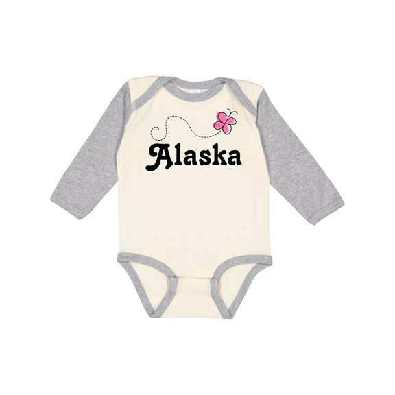 Inktastic Alaska Butterfly Girls Long Sleeve Baby Bodysuit