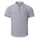 thumbnail image 1 of Camisa de Manga Corta Plisada con Botón de Cuello en V, Mezcla de Algodón de Poliéster Top de Vacaciones de Playa, Suelto para Hombres, 1 of 8
