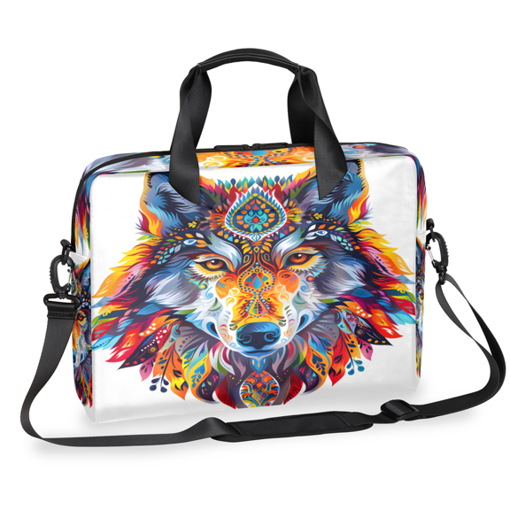 Herdesigns Wolf Laptop Bag for Women Men, Computer Case Briefcase Messenger Bags, 15-15.6 inch Laptop Sleeve Shoulder Bag