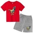 thumbnail image 3 of 2024 Nuevo traje de camiseta con estampado de grafiti para niños, diseño de dinosaurio, camiseta estampada + pantalones cortos, 2 piezas, conjunto de moda para niños y niñas, 3 of 5